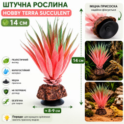 Штучна рослина Hobby Terra Succulent 1 14 см (37730) для тераріуму, акватераріуму та палюдаріуму