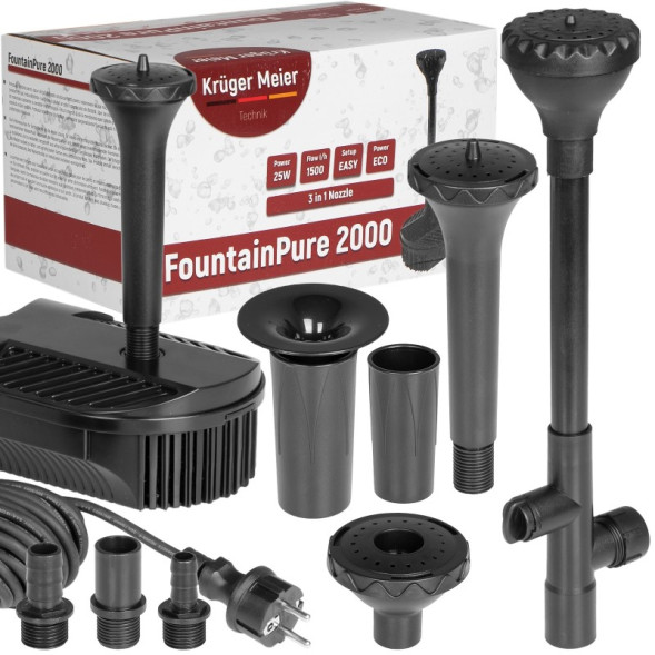 Фонтан-фильтр для пруда Kruger Meier FountainPure 2000 - 3 в 1: насос, фильтр, фонтан (1500 л/ч)