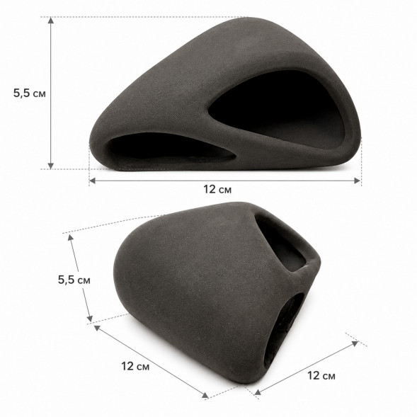 Декорація Hobby Wave Cave 1 dark 12×12×5,5 см - керамічне укриття для риб і креветок в акваріумі (41654)