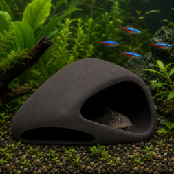 Декорация Hobby Wave Cave 2 dark 17x16x8,5 см - керамическое укрытие для рыб и креветок в аквариуме (41656)