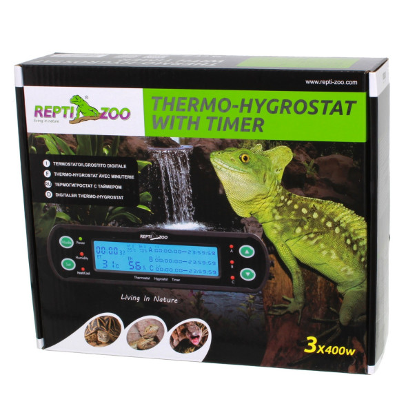 Термостат-гігростат з таймером Repti-Zoo Controller Deluxe THC09 (3 канали, LCD дисплей, день/ніч)