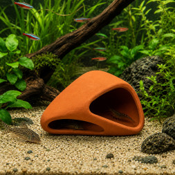 Декорация Hobby Wave Cave 2 red 17x16x8,5 см - керамическое укрытие для рыб и креветок в аквариуме (41659)