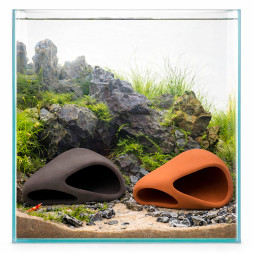 Декорация Hobby Wave Cave 2 red 17x16x8,5 см - керамическое укрытие для рыб и креветок в аквариуме (41659)