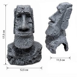 Декорация Hobby Moai Ora 1 12,5×11,5×17,5 см (41716) - статуя Моаи с укрытием для аквариума и террариума.