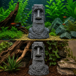 Декорация Hobby Moai Ora 1 12,5×11,5×17,5 см (41716) - статуя Моаи с укрытием для аквариума и террариума.