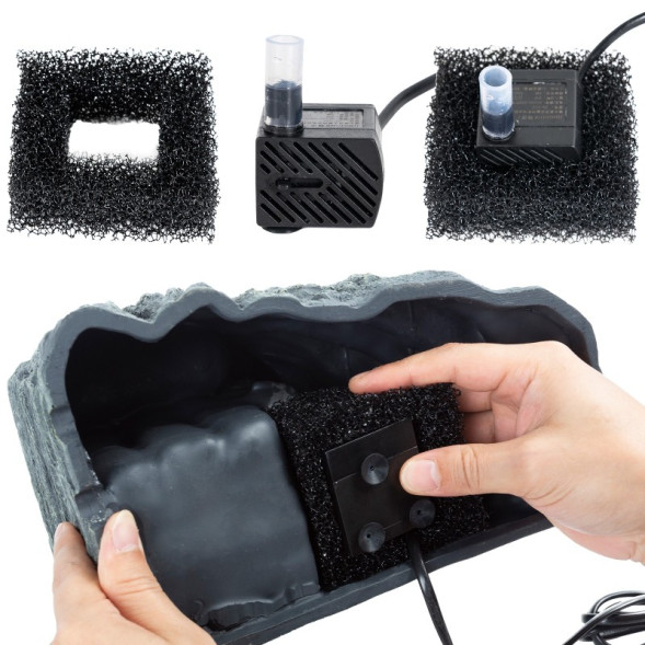 Декоративний фільтр-водоспад Repti-Zoo Turtle Filter Rock GLB09 у формі скелі для черепах, крабів і амфібій (350 л/год, до 90 літрів)