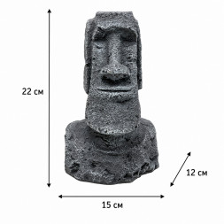 Декорація Hobby Moai Ora 2 15×12×22см - статуя Моаї з укриттям для акваріума і тераріуму (41718)