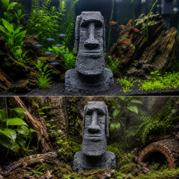 Декорація Hobby Moai Ora 2 15×12×22см - статуя Моаї з укриттям для акваріума і тераріуму (41718)
