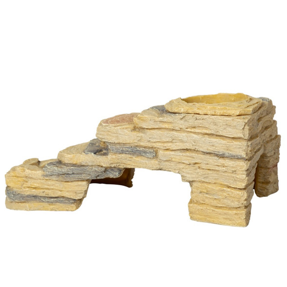 Печера Repti-Zoo Leopard Gecko Rock Set 27x16,5x13см (ERS42) з укриттям, мисками і платформою для рептилій