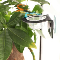 Підвісна миска для деревних рептилій Terrario Gecko Bar Black з двома чашами та присоскою