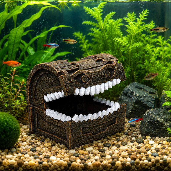 Декорация Hobby The Chest 11×9,5×10 см - укрытие для рыб и креветок в аквариуме (41810)
