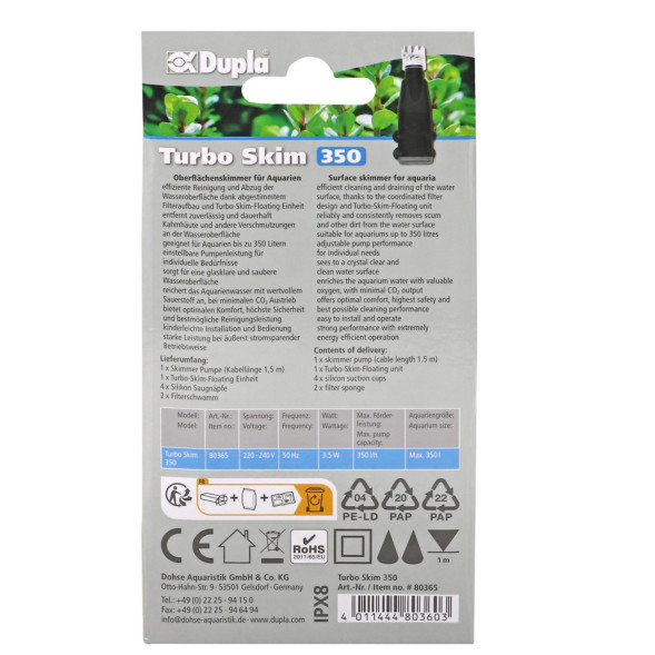 Поверхневий скімер Dupla Turbo Skim 350 (80365)