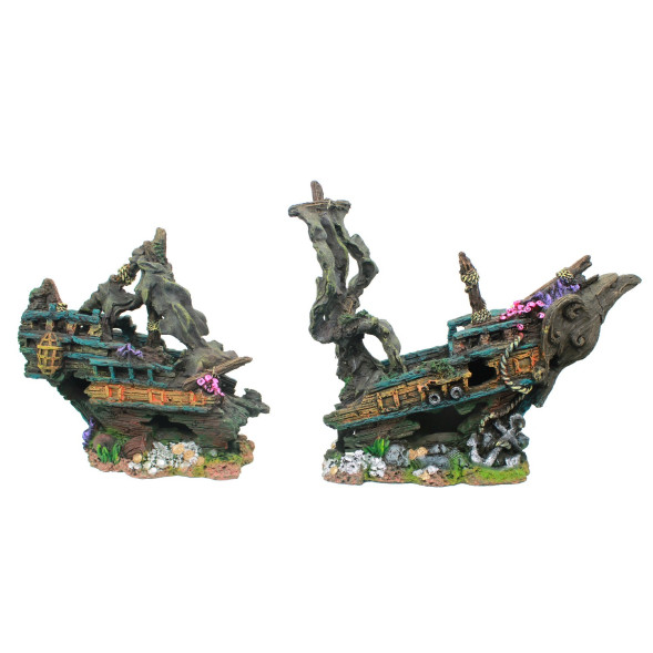 Декорация Yusee Кораблекрушение галеона Уильяма Кидда 55x14x28см (ys17203)