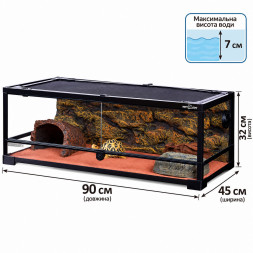 Террариум Repti-Zoo 90x45x32см со стеклянной дверцей, замком и водостойким дном (RK0118)