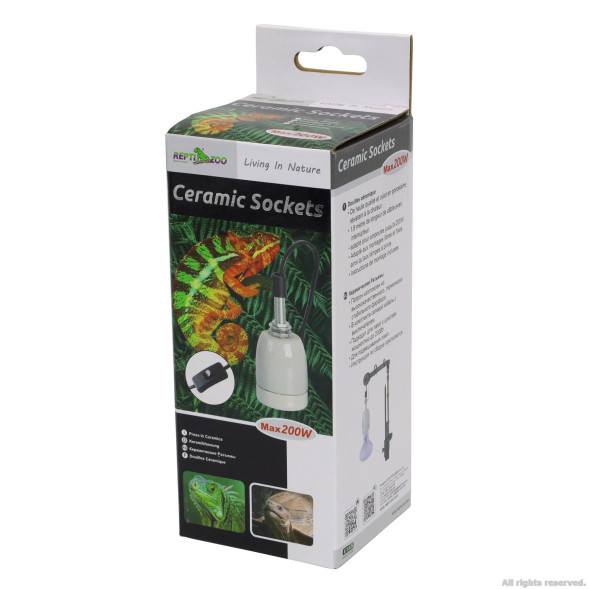 Керамічний патрон Repti-Zoo CS004 з кабелем, вимикачем і підвісною системою для ламп до 200W (E27)