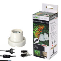 Керамический патрон Repti-Zoo CS007-1 с кабелем, выключателем и монтажным комплектом для террариумных ламп до 200W (E27)