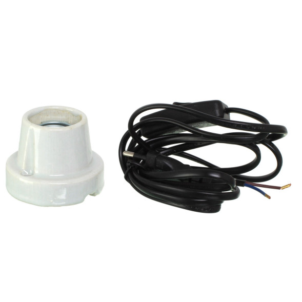 Керамічний патрон Repti-Zoo CS007-1 з кабелем, вимикачем і монтажним комплектом для тераріумних ламп до 200W (E27)