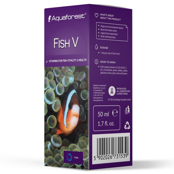 Мультивітамінна добавка для декоративних риб Aquaforest Fish V 50мл - морських і прісноводних