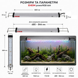 Світильник RGB Eheim powerRGB 664 для акваріума 680-844 мм (4253050)