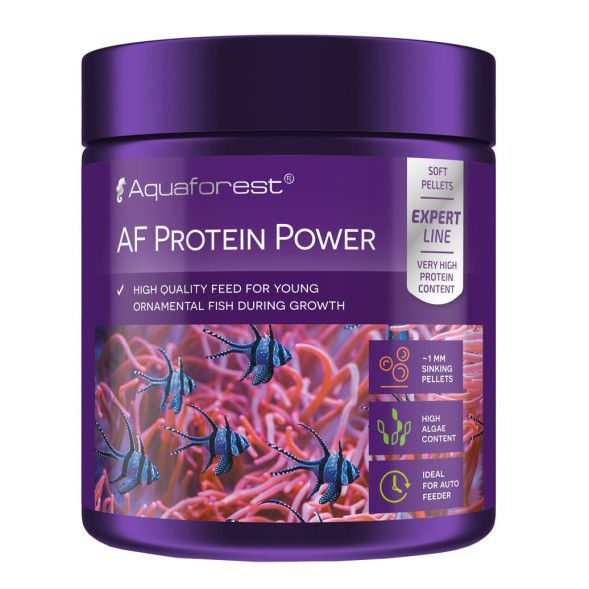 Корм Aquaforest AF Protein Power 120 г - высокобелковые мягкие гранулы для молодых декоративных рыб.