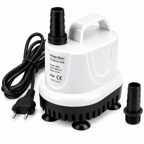 Помпа підйомна з низьким зануренням Kruger Meier ClearGenix 2500 л/г для фонтанів, акваріумів, ємностей