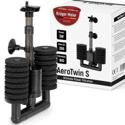 Внутренний фильтр Kruger Meier AeroTwin S для аквариума 20-60 л, 350 л/ч, 3 Вт.