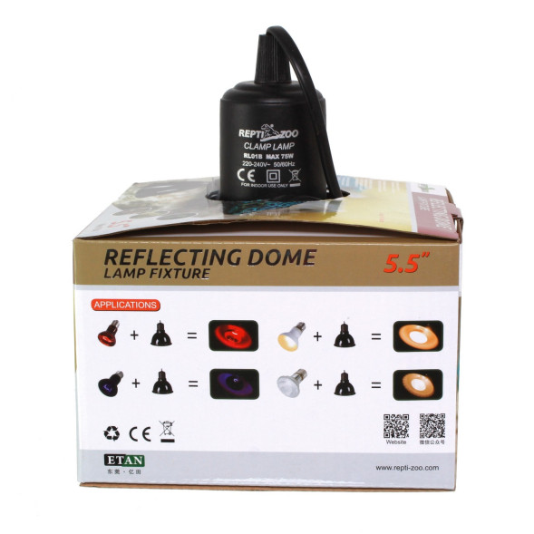 Светильник глубокий рефлекторный Repti-Zoo RL01B 75W для локального обогрева террариумов с керамическим патроном E27