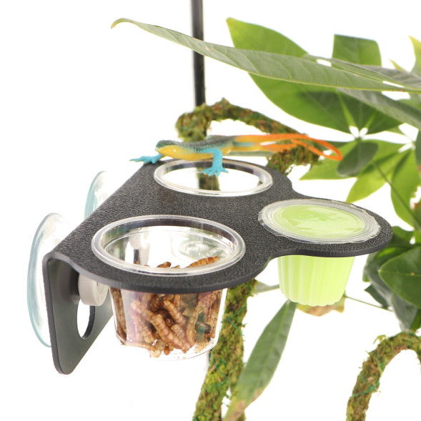 Тройная подвесная миска Terrario Gecko Bar Trio Black