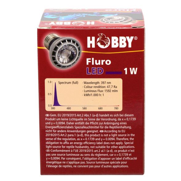 Ультрафіолетова лампа LED для тераріумів Hobby Fluro LED 1 W (37600)