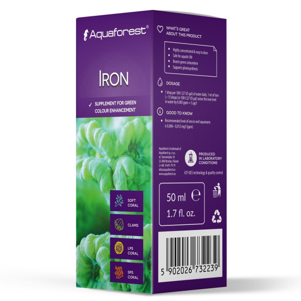 Залізо для морського акваріума Aquaforest Iron 50 мл – концентрована добавка для інтенсивного зеленого забарвлення коралів