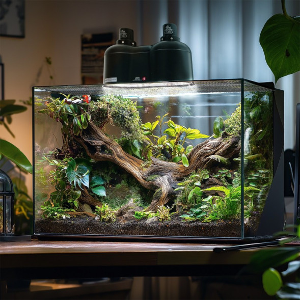 Світильник падвійний Terrario SunFusion Duo з двома керамічними патронами E27, 2 x 150Вт