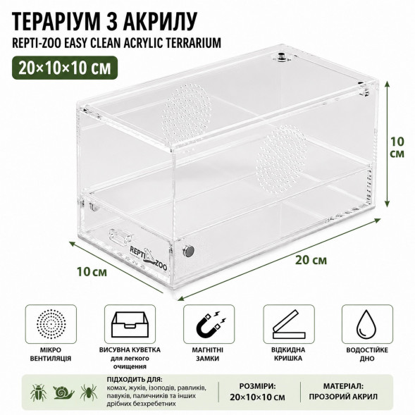 Тераріум акриловий Repti-Zoo Easy Clean Acrylic ACR47 20×10×10 см для комах, павуків