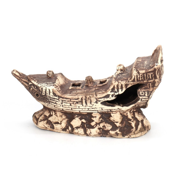 Грот керамічний Aqua Nova затонулий корабель 19x11x6см (N-30011)