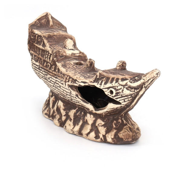 Грот керамічний Aqua Nova затонулий корабель 19x11x6см (N-30011)