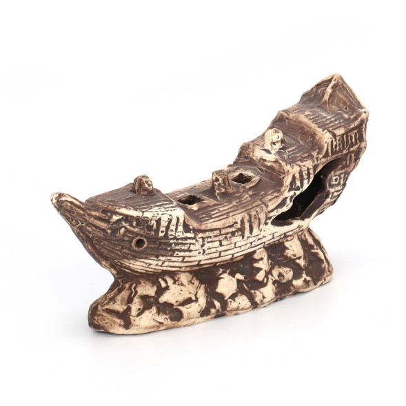 Грот керамічний Aqua Nova затонулий корабель 19x11x6см (N-30011)